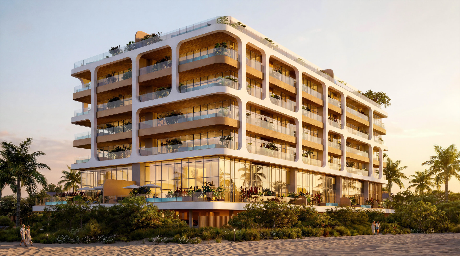 Oceanfront Luxury — fachada ao entardecer